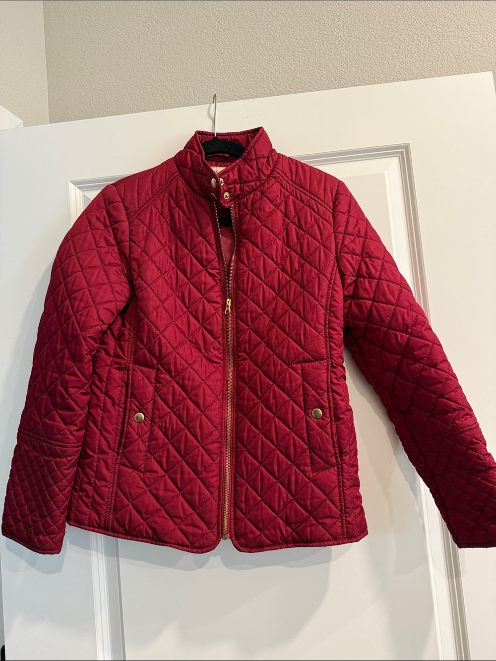 Faded Glory Quilted Red Jacket with Gold Hardware